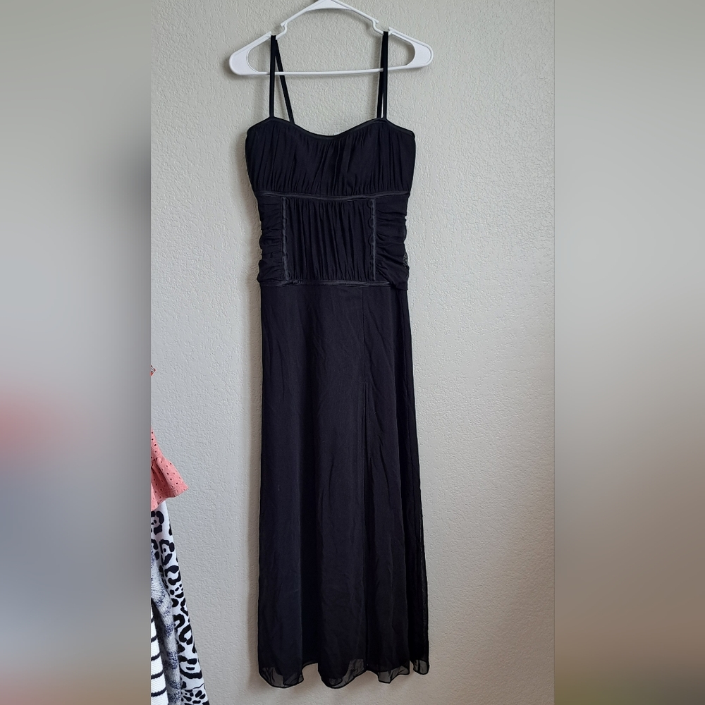 Vintage Tadashi Black Maxi Dress With Slit Size 8P